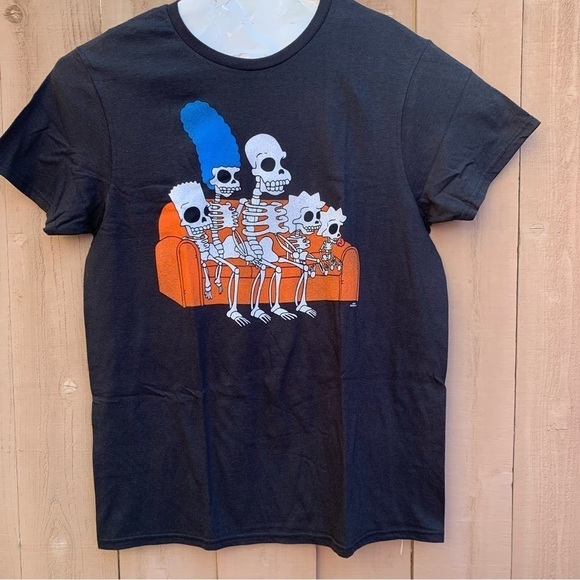 The Simpsons Black Skeleton Graphic Halloween T Shirt Size MEDIUM / D64 - Picture 1 of 4